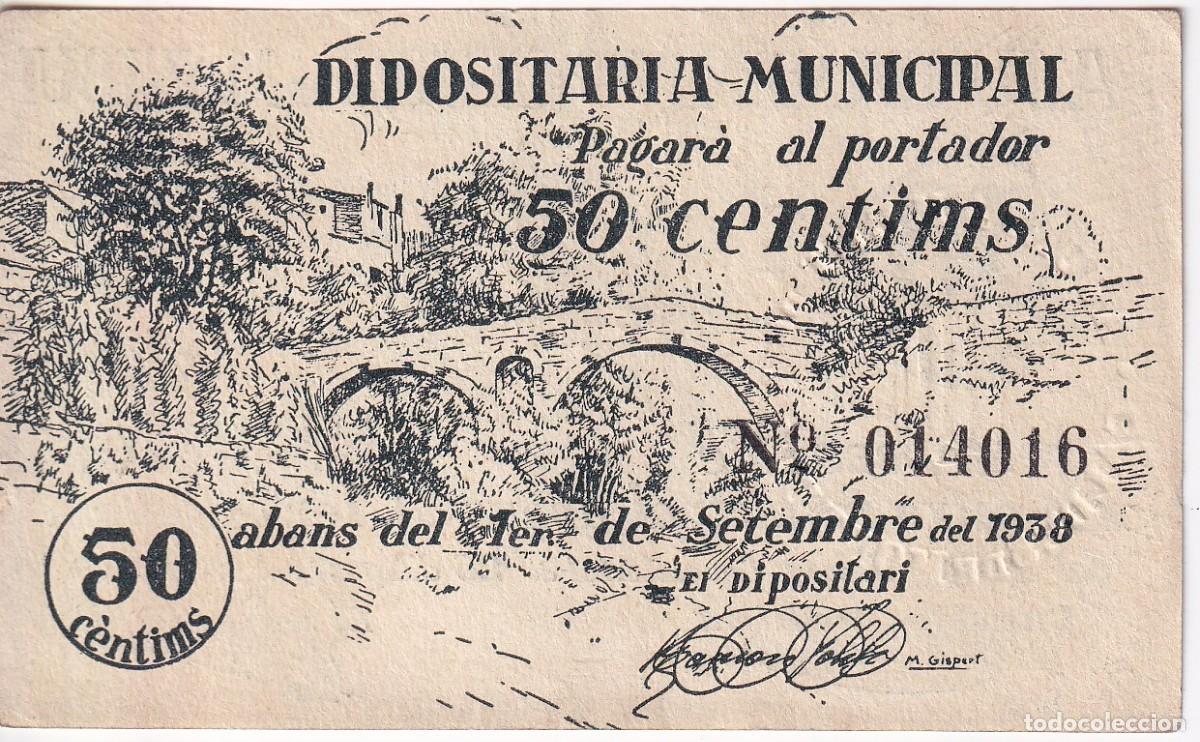 Local Banknotes: BILLETE DE 50 CENTIMOS DEL AJUNTAMENT DE CALDES DE MONTBUI DEL A&Ntilde;O 1937 CON SELLO SECO