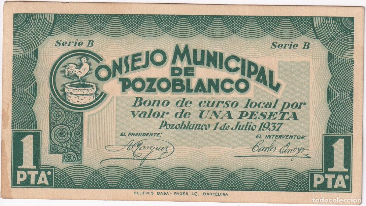 Local Banknotes: BILLETE DE 1 PESETA DEL CONSEJO MUNICIPAL DE POZOBLANCO DEL A&Ntilde;O 1937 - NULO (CORDOBA)