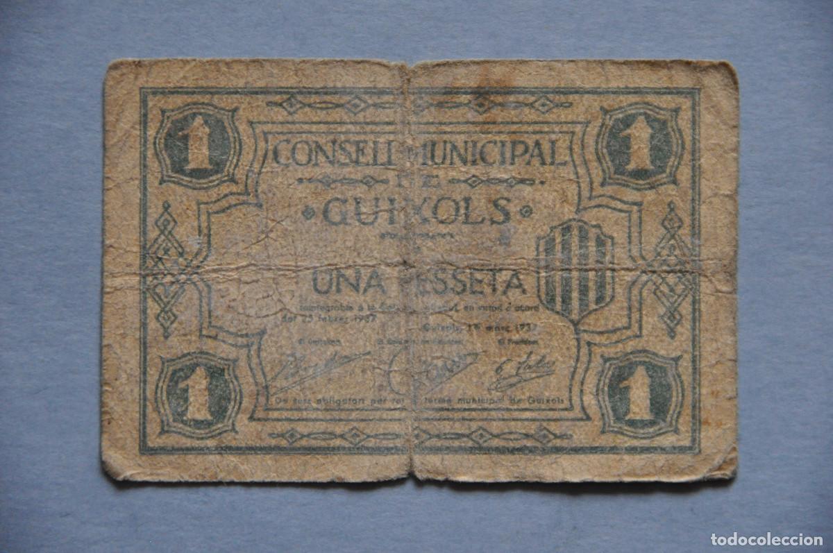 Billetes locales: CONSELL MUNICIPAL DE GUIXOLS - UNA PESSETA 1937