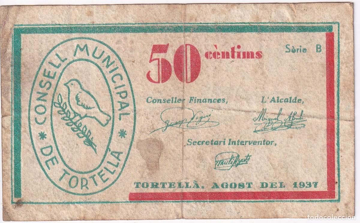 Local Banknotes: BILLETE DE 50 CENTIMOS DEL CONSELL MUNICIPAL DE TORTELLA DEL A&Ntilde;O 1937