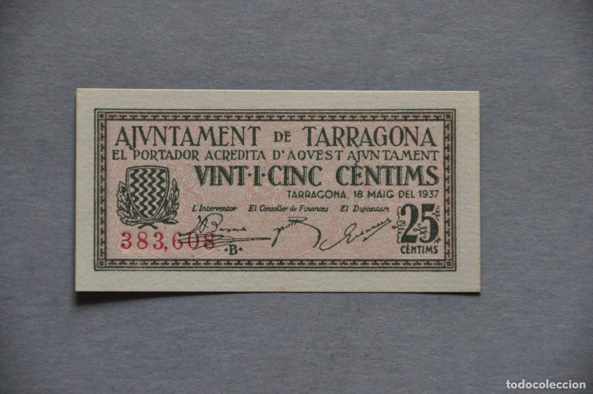 Billetes locales: AYUNTAMIENTO DE TARRAGONA - 25 CENTIMS 1937