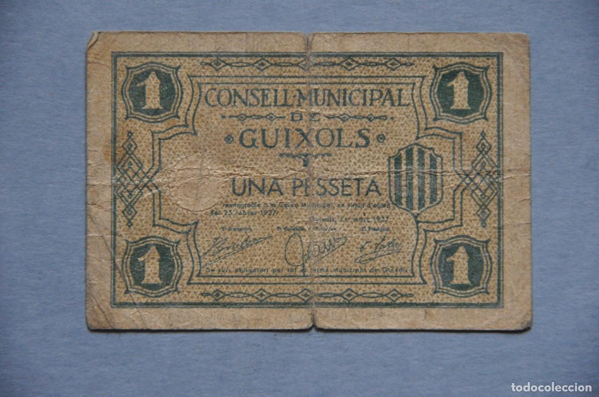 Billetes locales: CONSELL MUNICIPAL DE GUIXOLS - UNA PESSETA 1937