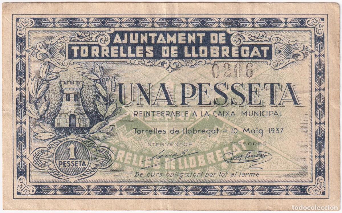 Banconote locali: BILLETE DE 1 PESETA DEL AJUNTAMENT DE TORRELLES DEL A&Ntilde;O 1937