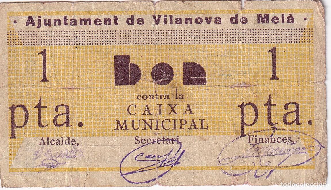 Banconote locali: BILLETE DE 1 PESETA DEL AJUNTAMENT DE VILANOVA DE MEIA DEL A&Ntilde;O 1937
