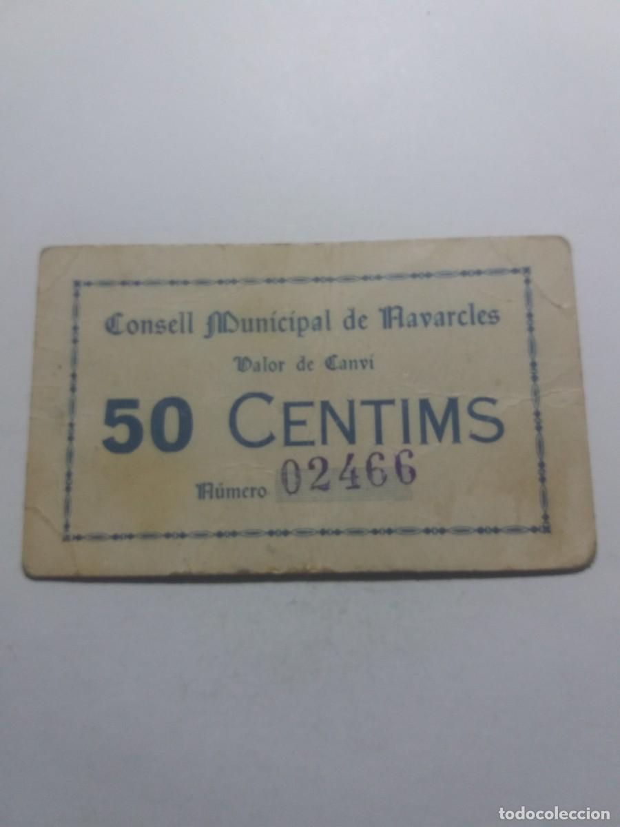 Billetes locales: Billete 50 C&egrave;ntims Consell Municipal NAVARCLES