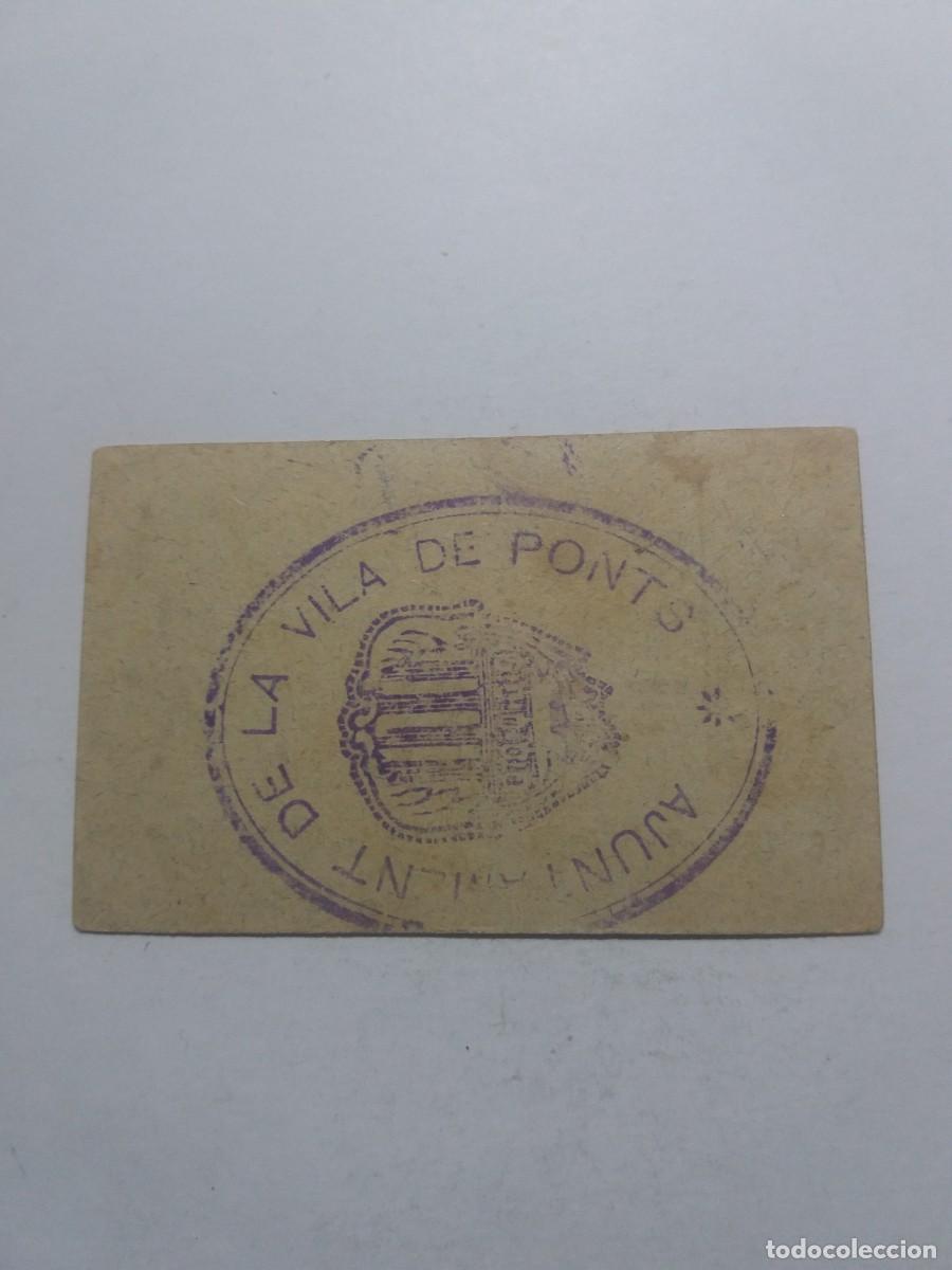 Billetes locales: Billete 25 C&egrave;ntims Ajuntament PONTS - Foto 2