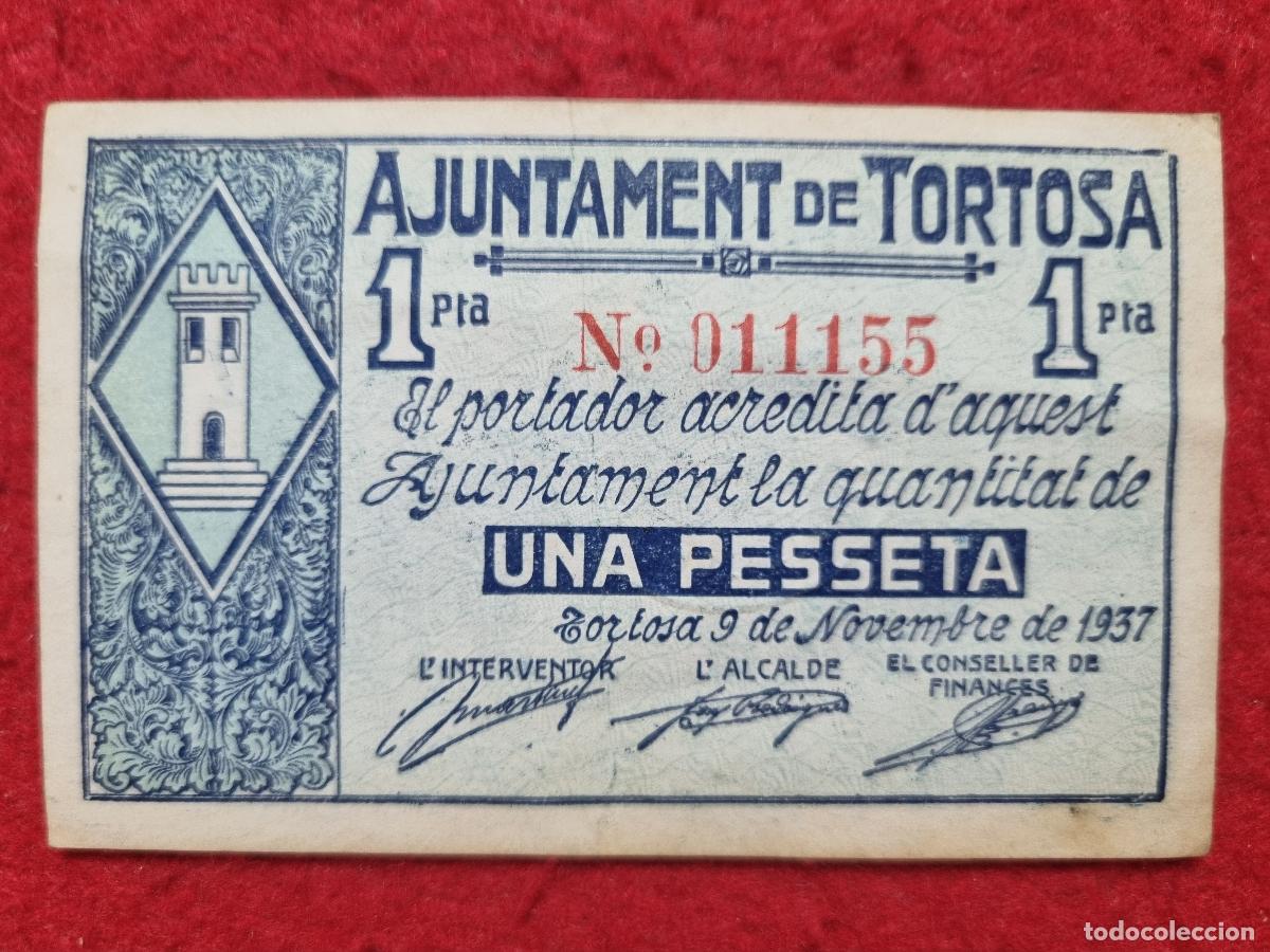 Billetes locales: BILLETE LOCAL GUERRA 1 PESETA AJUNTAMENT TORTOSA 1937 MBC++ ORIGINAL T155