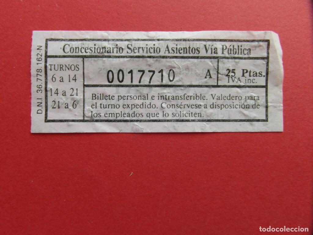 Notas locais: VALE 25 PTAS PESETAS CONCESIONARIO SERVICIO ASIENTOS VIA PUBLICA TURNOS VARIOS BARCELONA