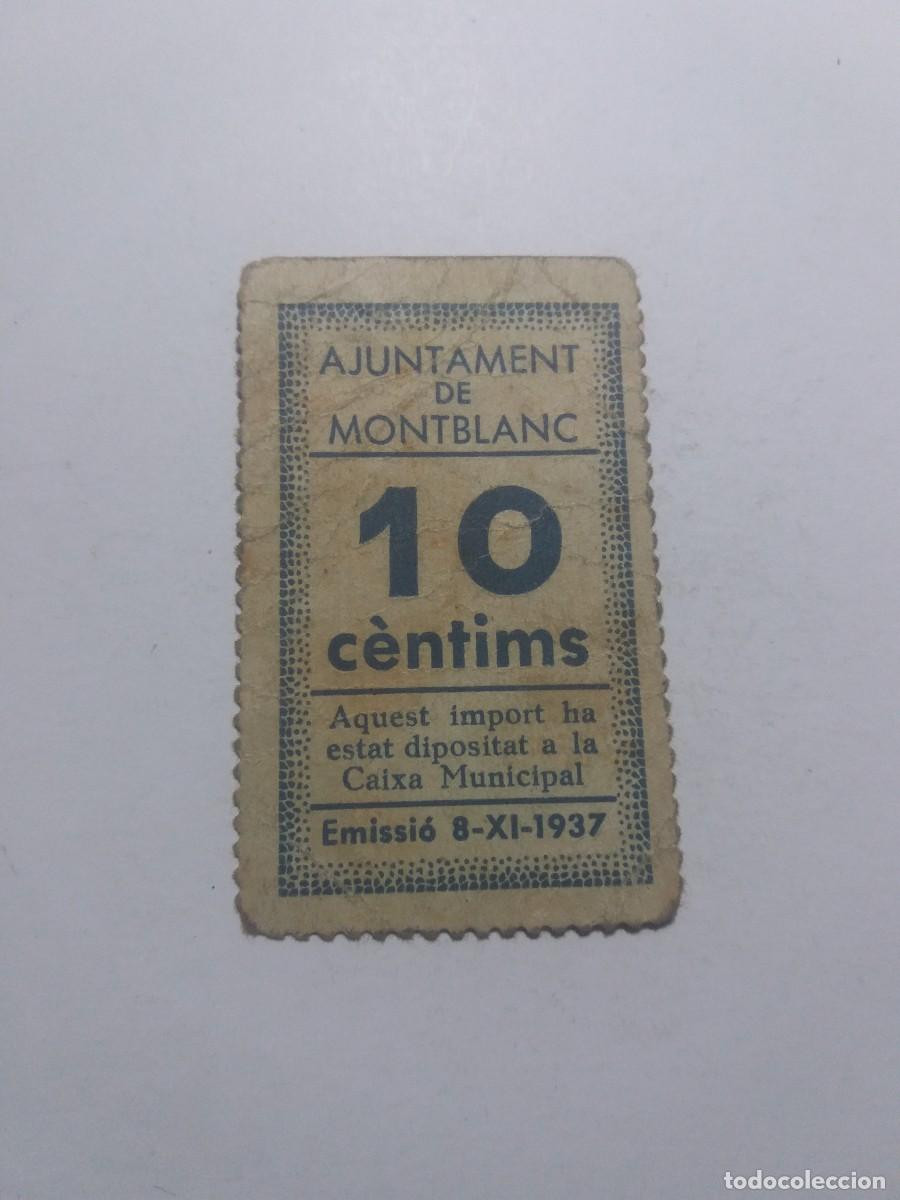 Billetes locales: Billete 10 C&egrave;ntims Ajuntament MONTBLANC 8-XI-1937