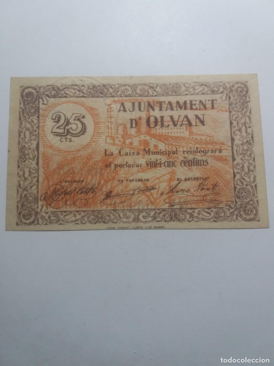 Billetes locales: Billete 25 C&egrave;ntims Ajuntament OLVAN