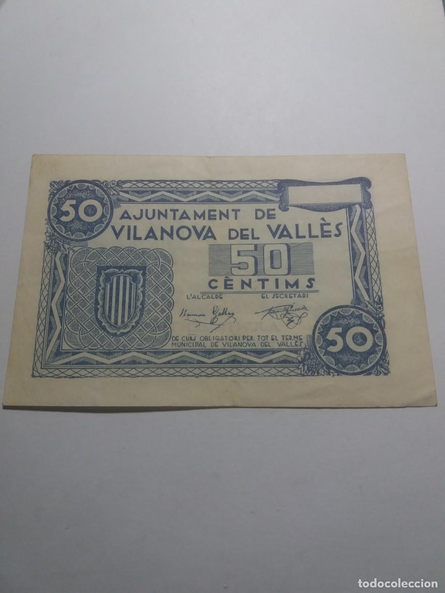 Billetes locales: Billete 50 C&egrave;ntims Ajuntament VILANOVA DEL VALLES