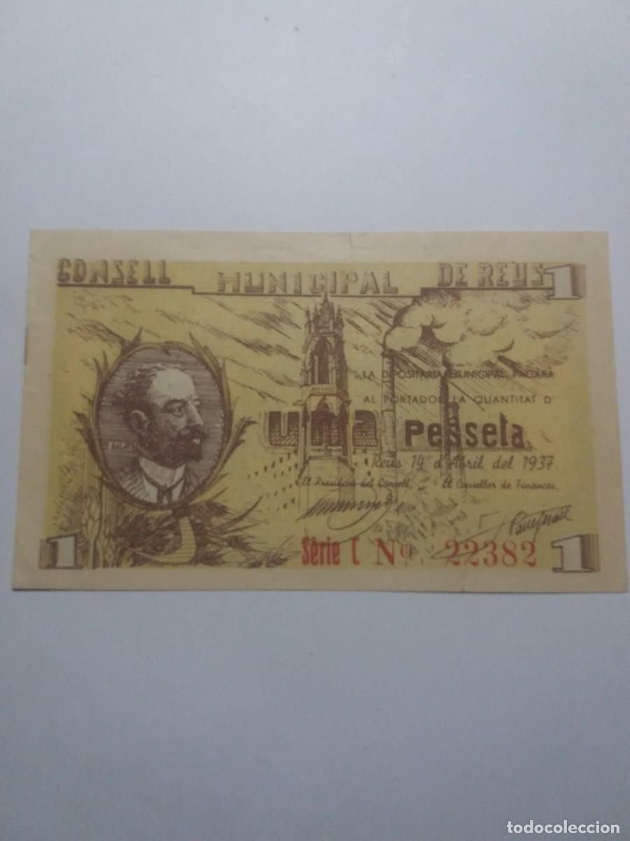 Billetes locales: Billete 1 Pesseta Consell Municipal 14 d'Abril 1937