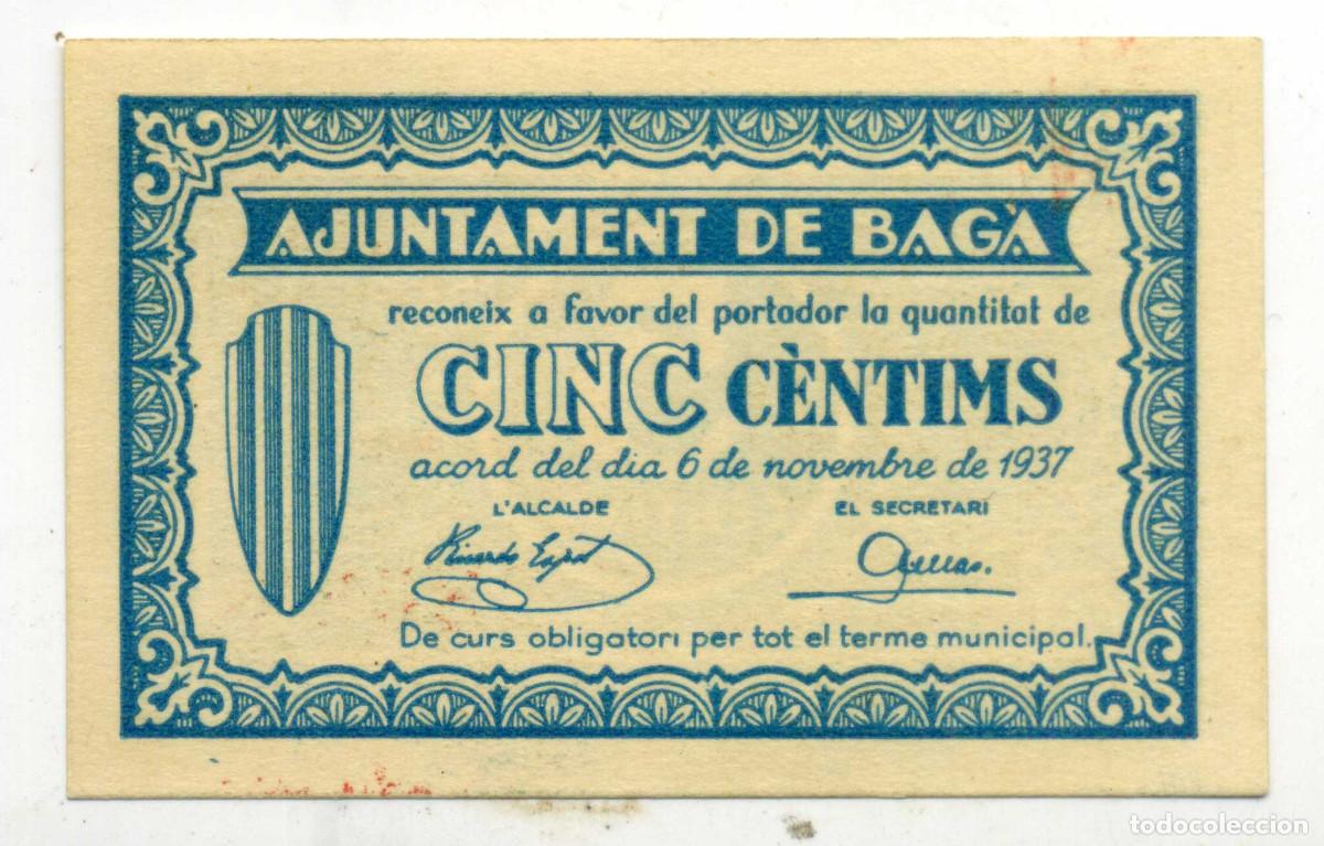 Billetes locales: XS- BAG&Agrave; (Bergued&agrave;) GUERRA CIVIL 5 C&egrave;ntims Novembre 1937 S/C T-263