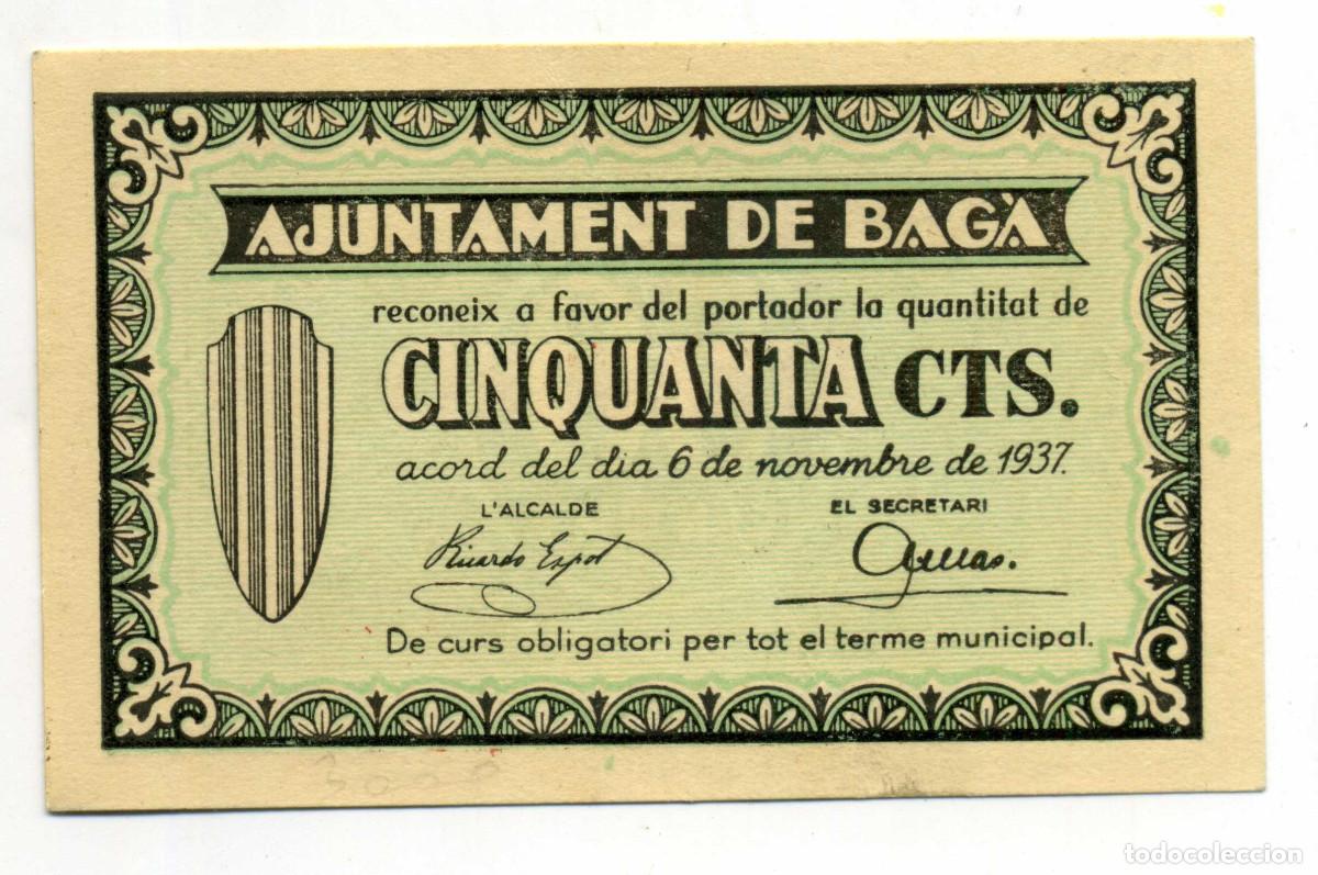 Billetes locales: XS- BAG&Agrave; (Bergued&agrave;) GUERRA CIVIL 50 C&egrave;ntims Novembre 1937 S/C T-260
