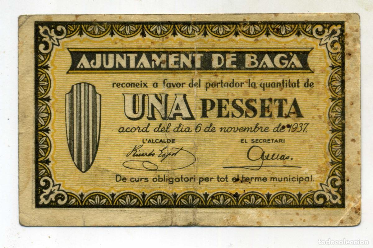 Billetes locales: XS- BAG&Agrave; (Bergued&agrave;) GUERRA CIVIL 1 Pesseta Novembre 1937 T-259