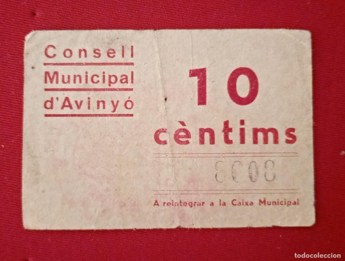 Lokale Banknoten: AVINY&Oacute;, CONSELL MUNICIPAL, 10 CENTIMS