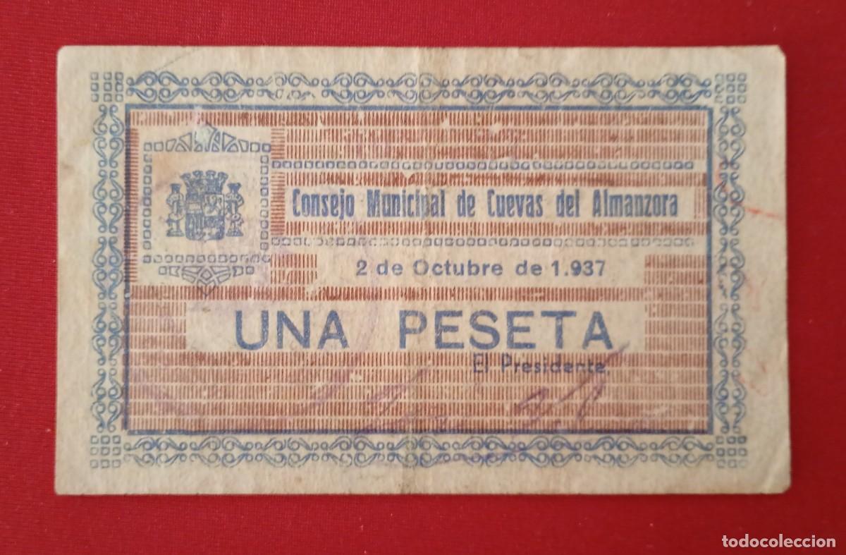 Banconote locali: CUEVAS DEL ALMANZORA, ALMER&Iacute;A. CONSEJO MUNICIPAL. 1 PESETA
