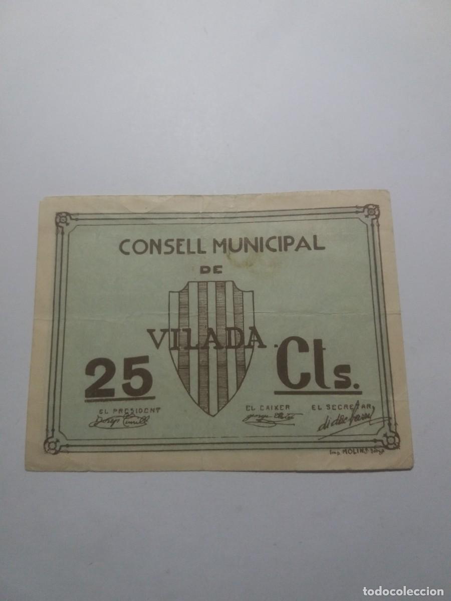 Lokale Banknoten: Billete 25 C&egrave;ntims Consell Municipal VILADA