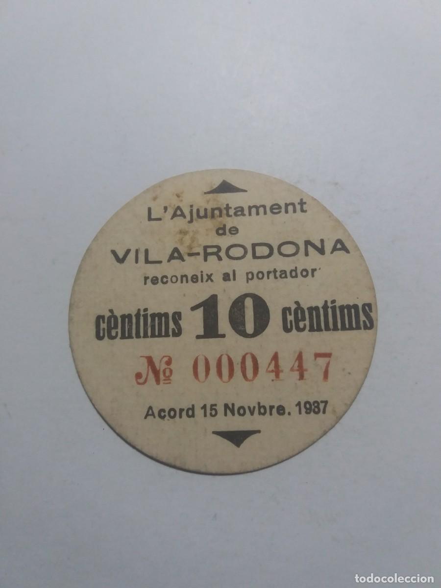 Lokale Banknoten: Billete 10 C&egrave;ntims Ajuntament VILA-RODONA 15 Novembre 1937