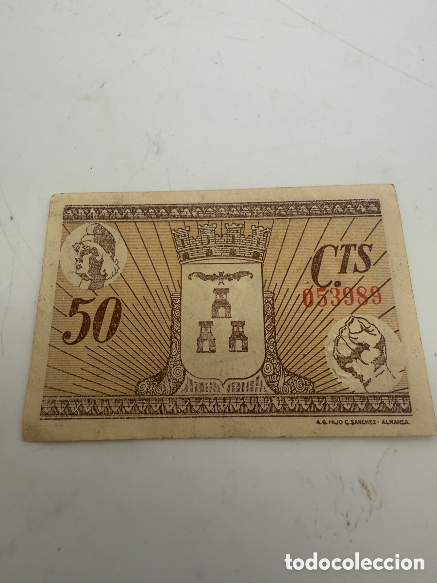 Billetes locales: ALBACETE- CONSEJO MUNCIPAL- 50 CENTIMOS - Foto 2