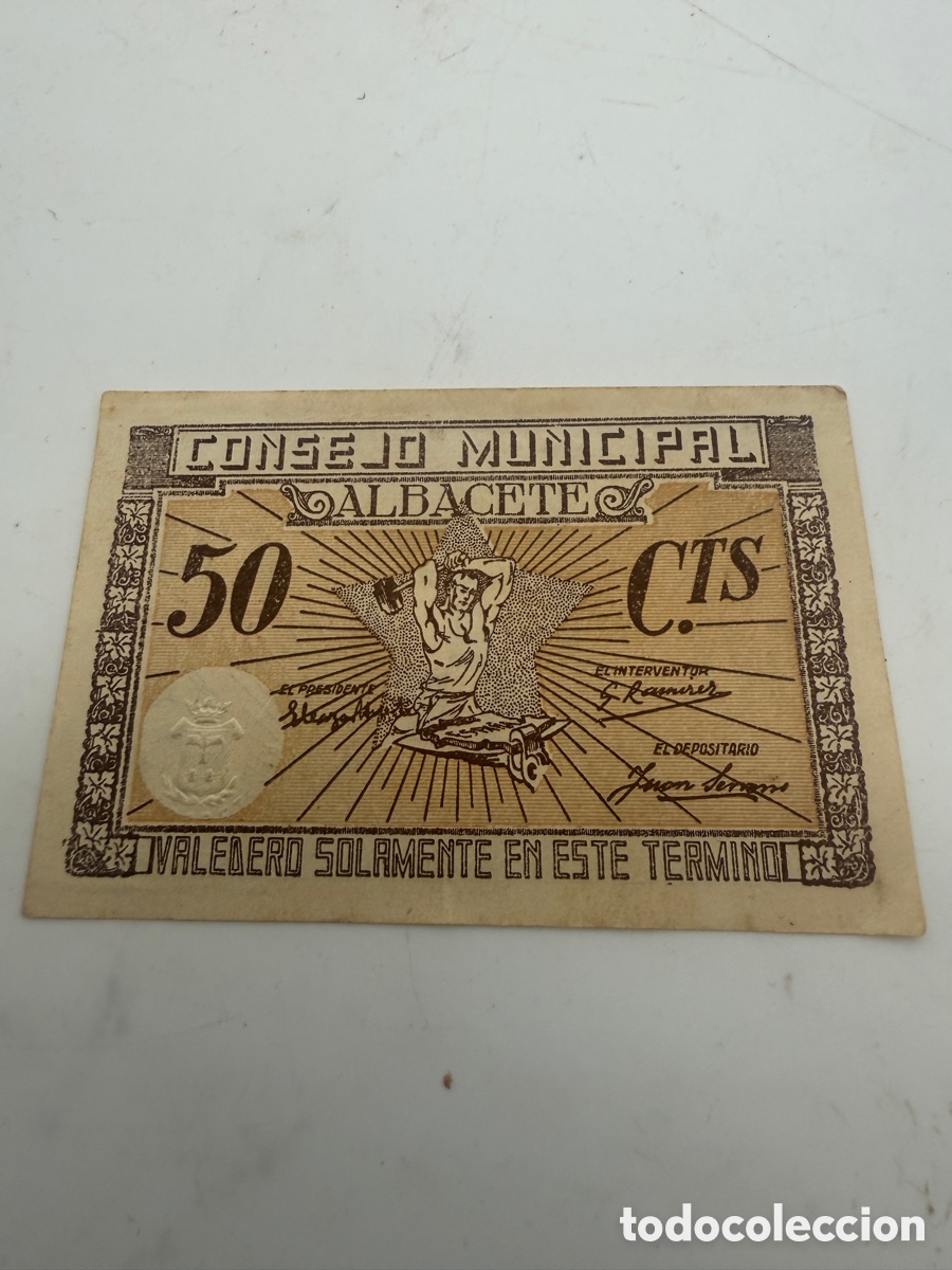 Billetes locales: ALBACETE- CONSEJO MUNCIPAL- 50 CENTIMOS - Foto 1