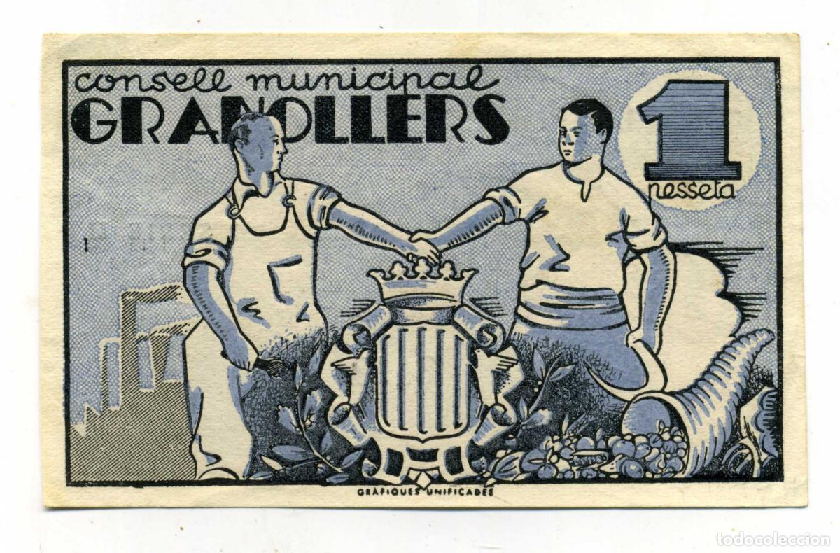 Billetes locales: XS- GRANOLLERS Guerra Civil 1937 1 Pesseta TERRA LLIURE S&egrave;rie H