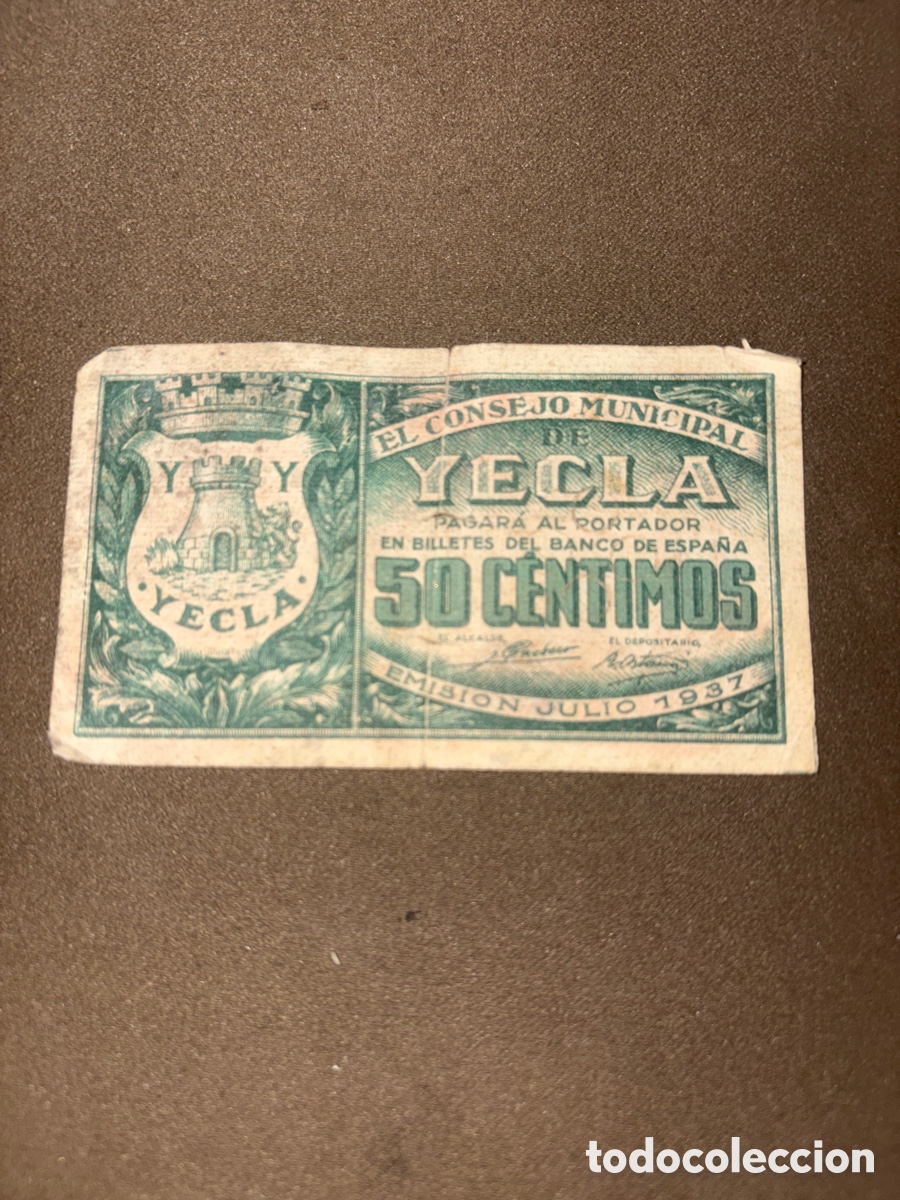Lokale Banknoten: BILLETE LOCAL YECLA 50 CENTIMOS 1937 GUERRA CIVIL*VER FOTOS*
