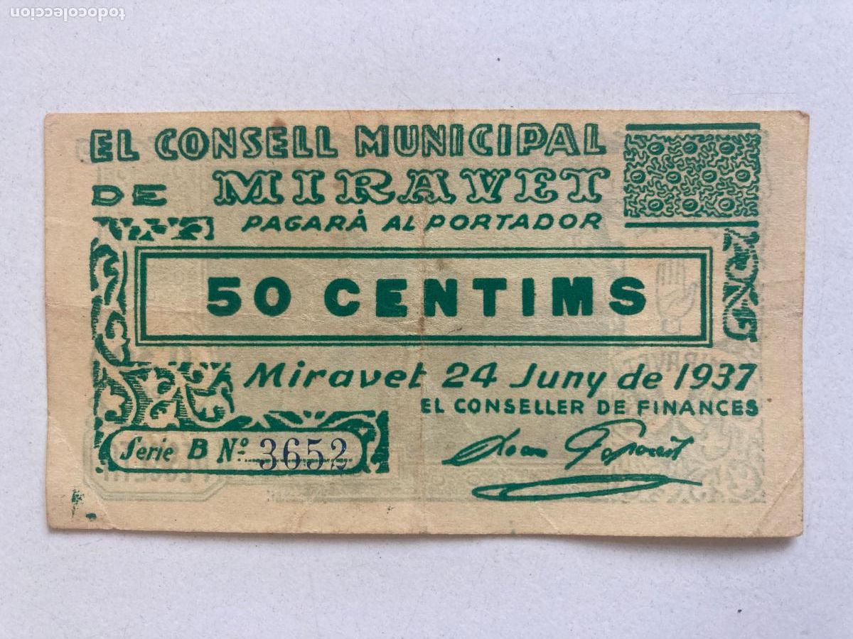 Local Banknotes: CONSELL MUNICIPAL DE MIRAVET 50 CENTIMS, ANY 1937