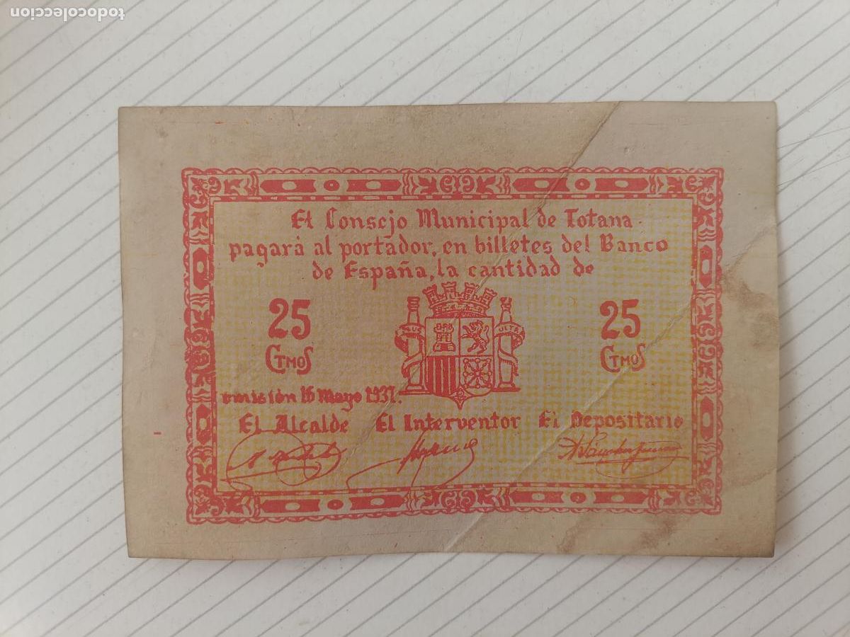 Billetes locales: Totana, 1 peseta 1937