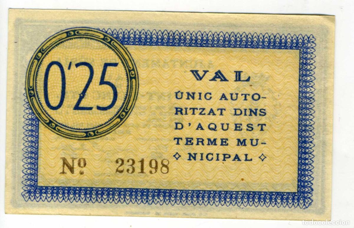 Billetes locales: XS- S&Uacute;RIA (Bages) GUERRA CIVIL 25 C&egrave;ntims 1937 S/C T-2421a
