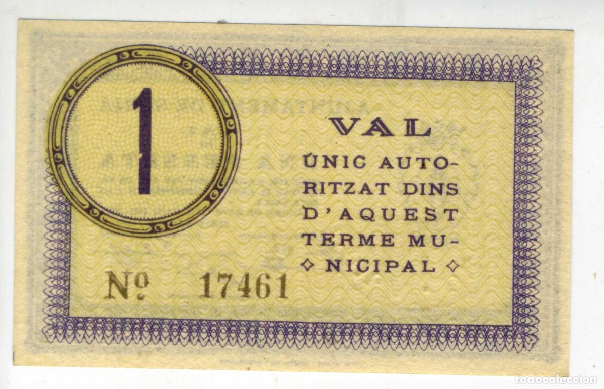 Billetes locales: XS- S&Uacute;RIA (Bages) GUERRA CIVIL 1 Pesseta 1937 S/C T-2419 AMB segell sec