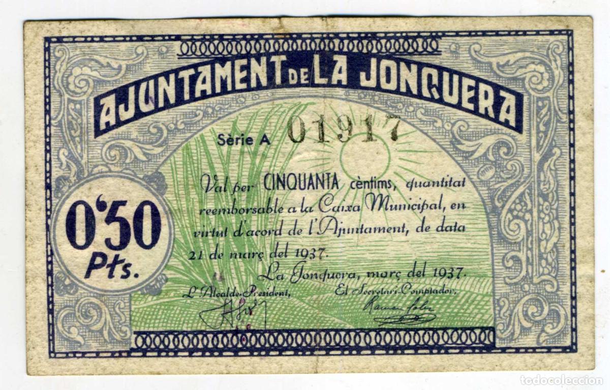 Billetes locales: XS- LA JONQUERA (Alt Empord&agrave;) GUERRA CIVIL 50 C&egrave;ntims 1937 S&egrave;rie A T-1276
