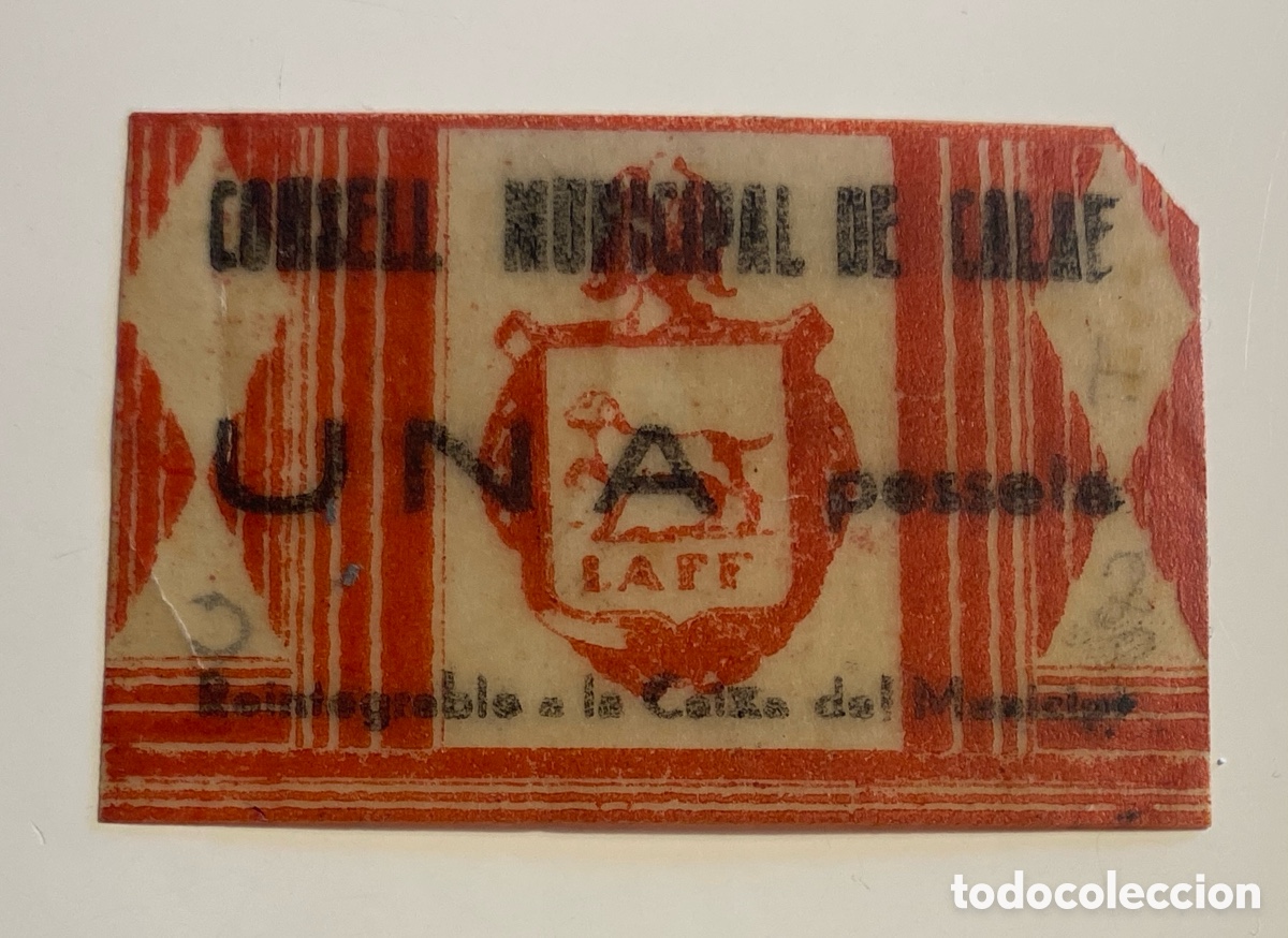 Billetes locales: Consell Municipal Calaf (Barcelona) 1 peseta