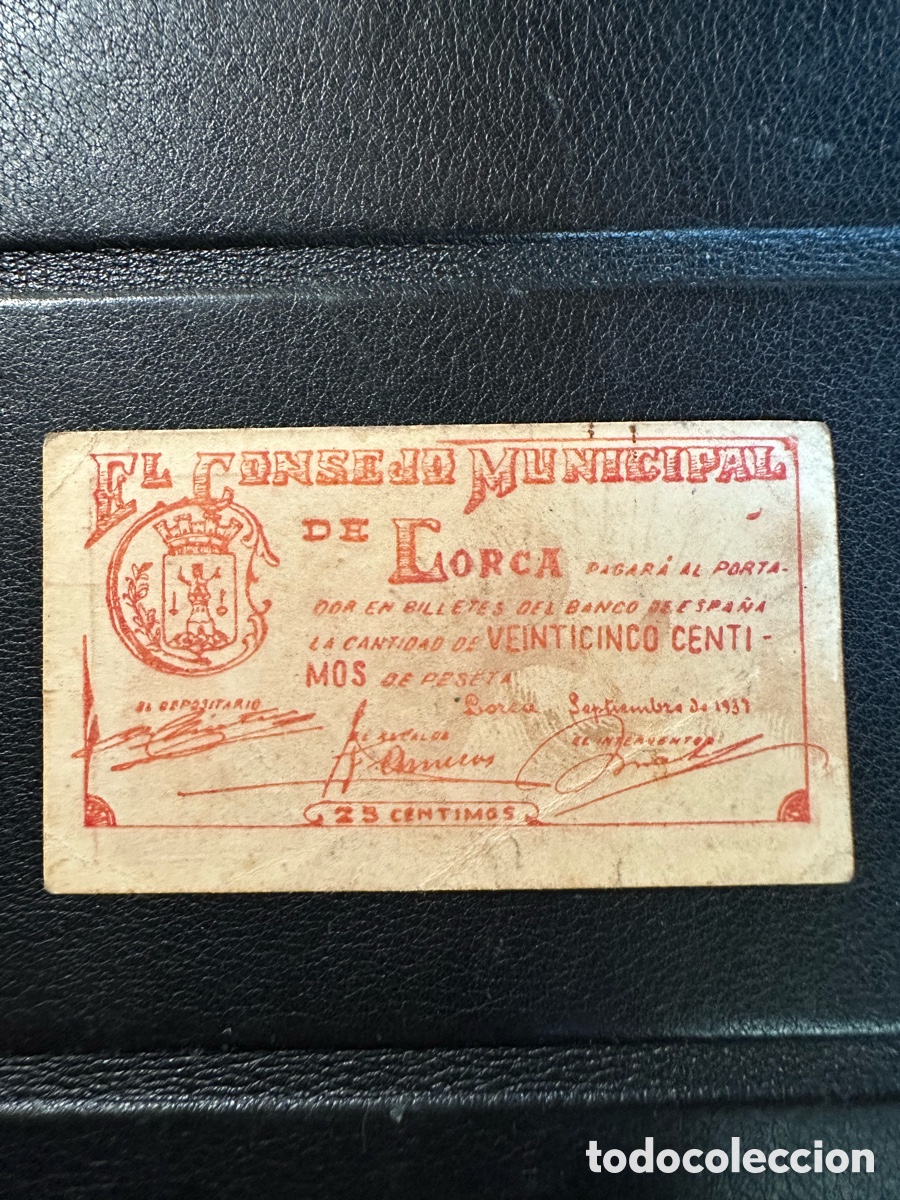 Billetes locales: Lorca Billete 25 cts Murcia - Foto 2