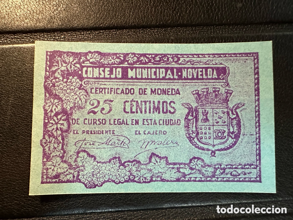 Billetes locales: Novelda 25cts Alicante