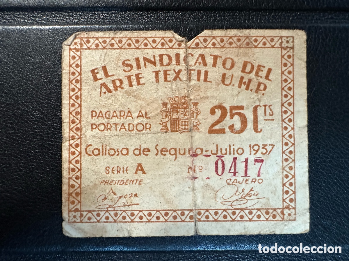 Billetes locales: Callosa de Segura 25cts Alicante