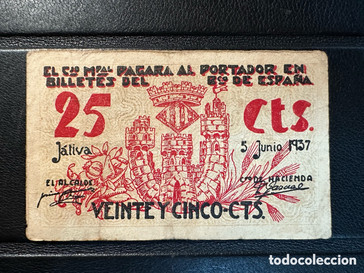 Billetes locales: J&aacute;tiva 25cts Valencia