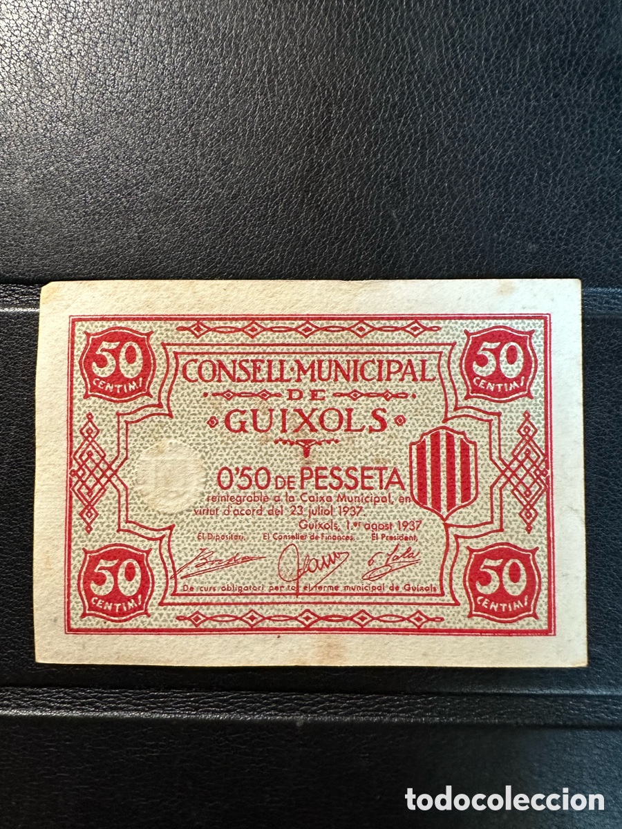 Billetes locales: Guixols 50 cts Girona