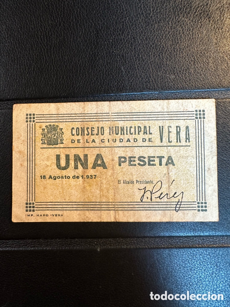 Billetes locales: Vera 1 pta Almer&iacute;a billete