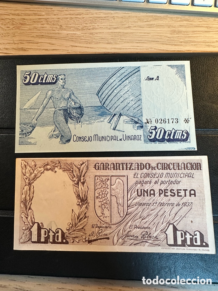 Billetes locales: Vinaroz 1 pta /50cts Valencia - Foto 2