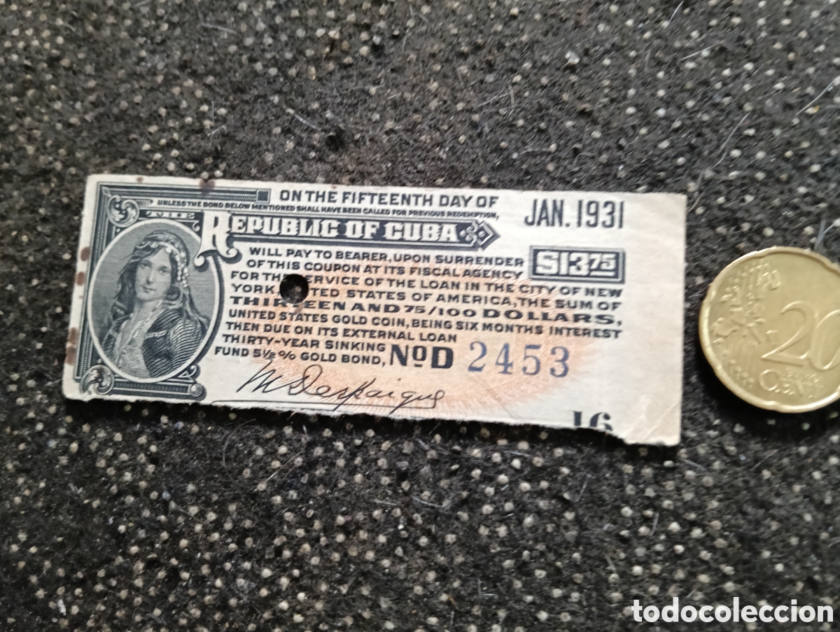 Billetes locales: Cupon de pago de intereses (de $13.75 y $27.50 d&oacute;lares estadounidenses) correspondientes a bonos de