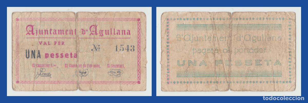 Billetes locales: Agullana (Girona) - 1 peseta - 2&ordf; Emision de 1937- Serie 1.543 - RR