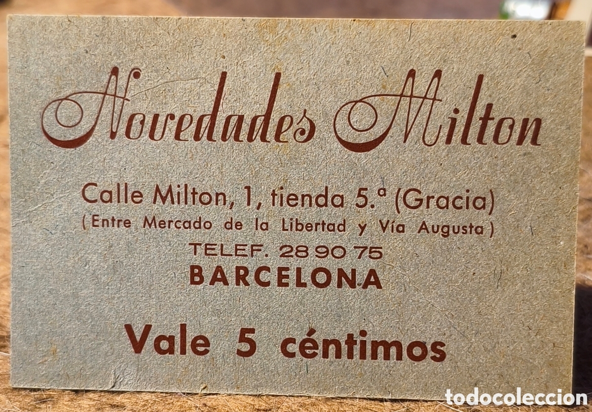 Billetes locales: AL NO CAT - Novedades Milton - Barcelona - 5 c&eacute;ntimos