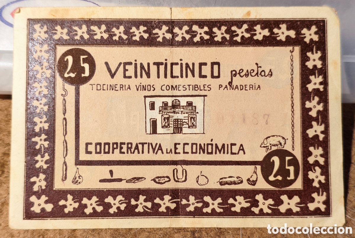 Billetes locales: AL2912v - Cooperativa - La Econ&oacute;mica - Centelles - 25 pesetas