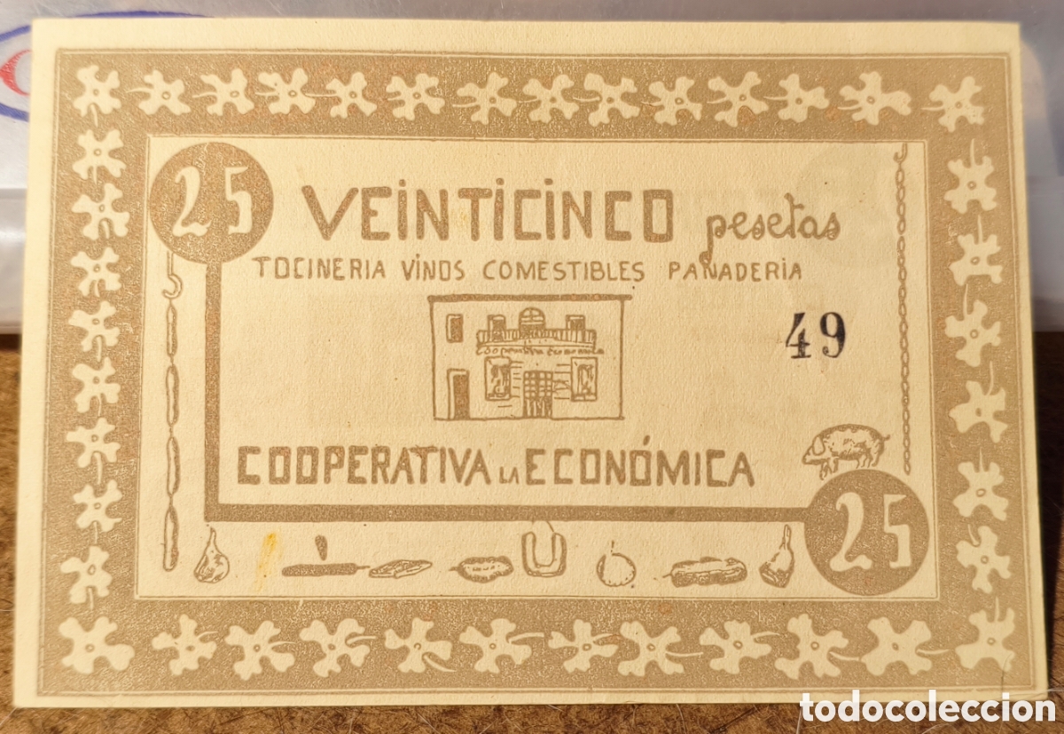 Billetes locales: AL2911 - Cooperativa - La Econ&oacute;mica - Centelles - 5 pesetas