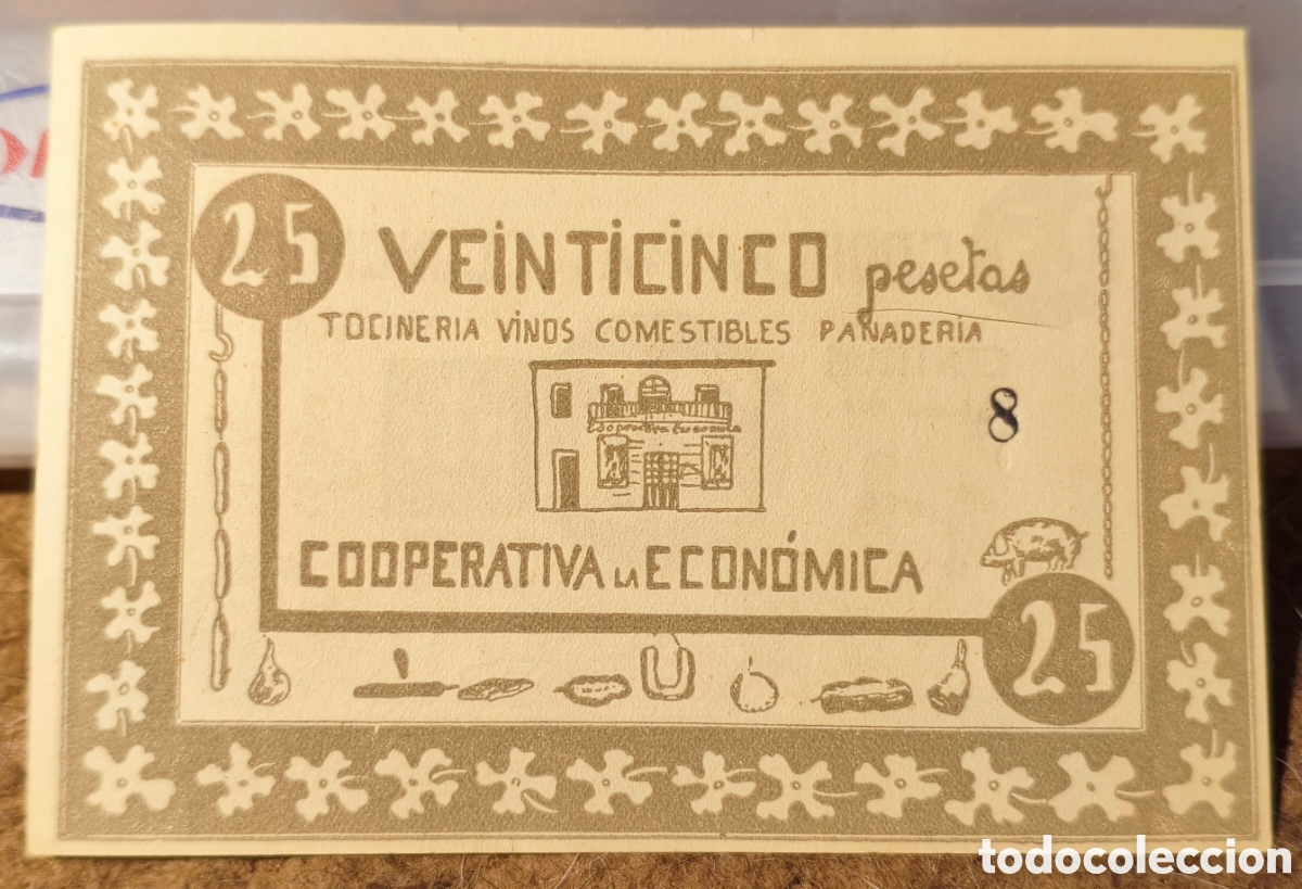 Billetes locales: AL2911 - Cooperativa - La Econ&oacute;mica - Centelles - 25 pesetas