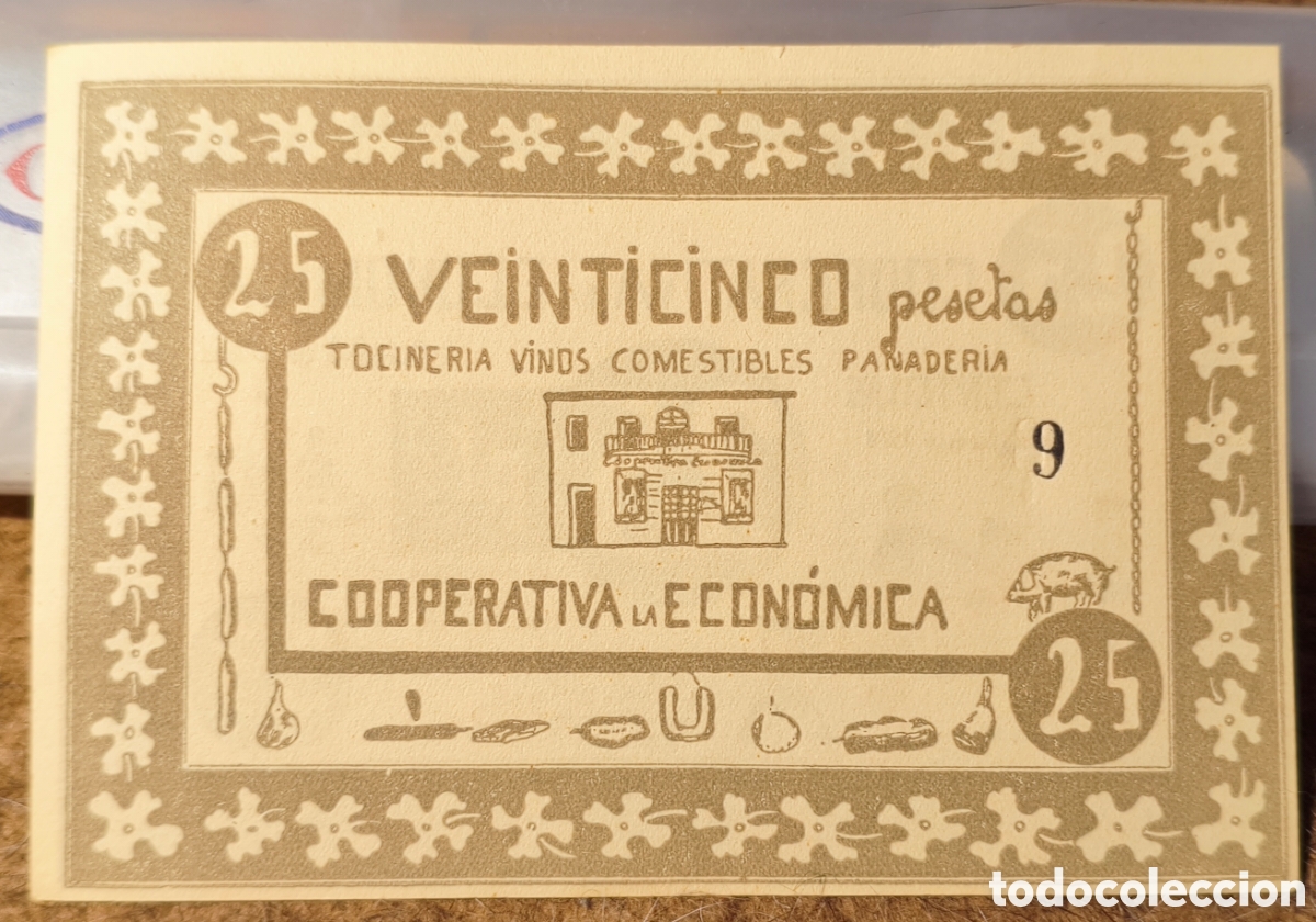 Billetes locales: AL2911 - Cooperativa - La Econ&oacute;mica - Centelles - 25 pesetas