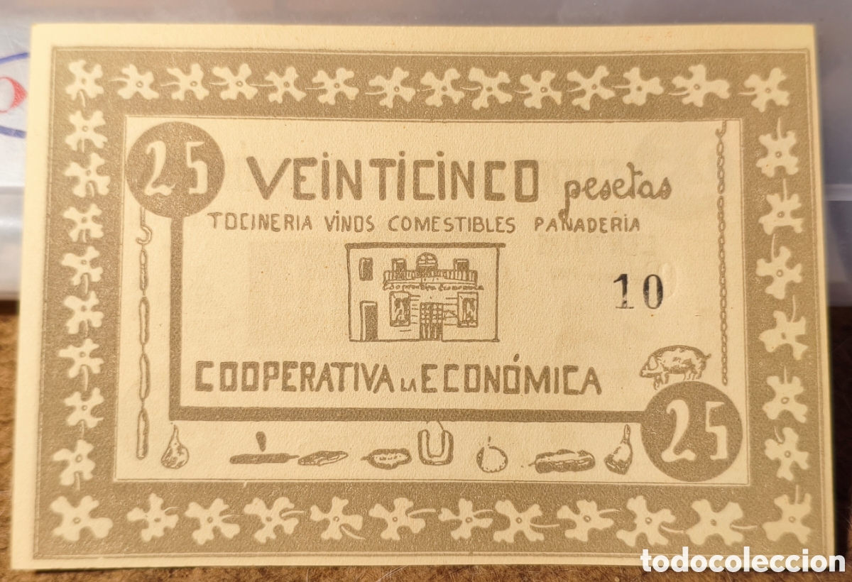 Billetes locales: AL2911 - Cooperativa - La Econ&oacute;mica - Centelles - 25 pesetas