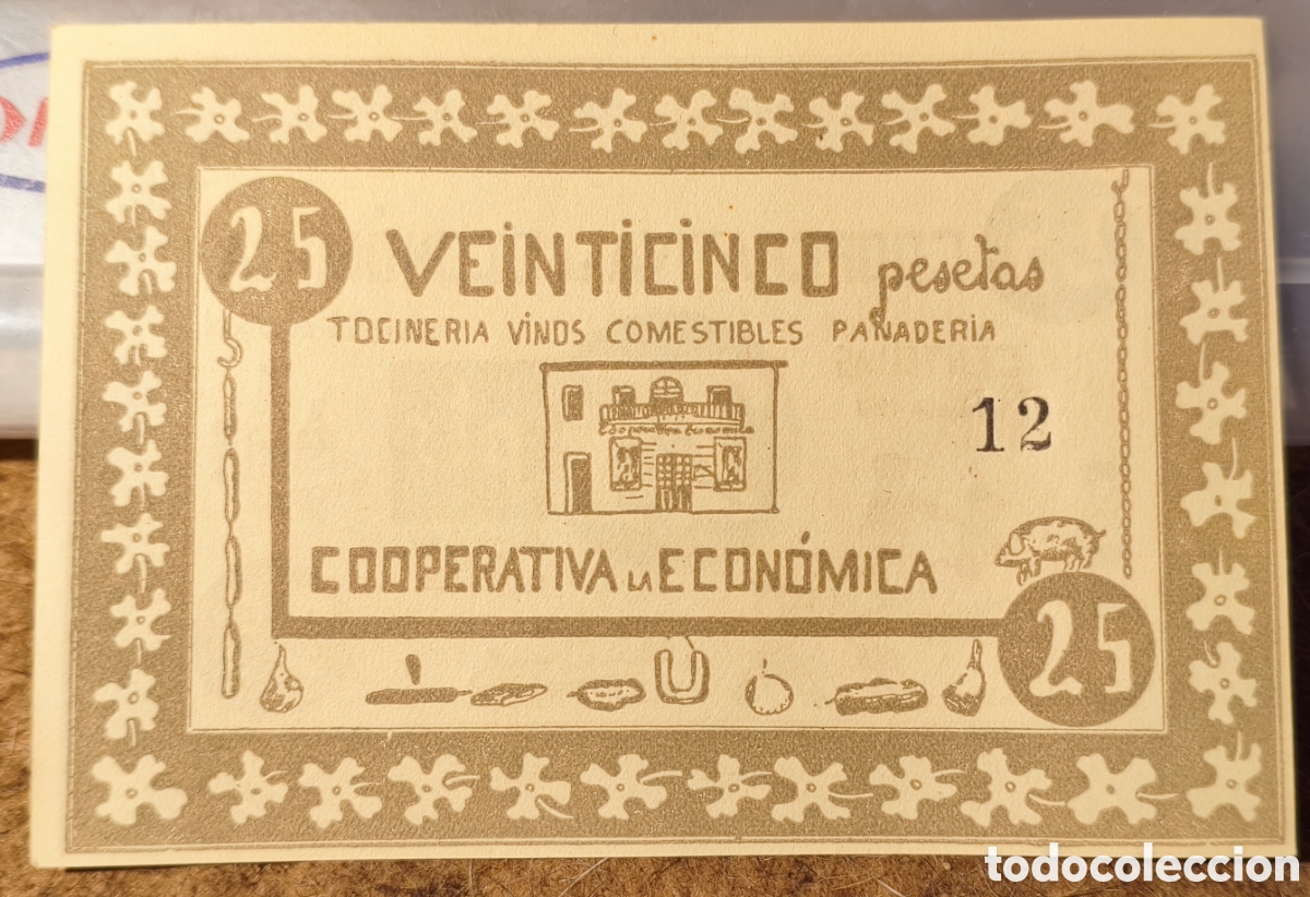 Billetes locales: AL2911 - Cooperativa - La Econ&oacute;mica - Centelles - 25 pesetas