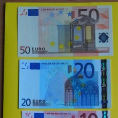 Lotes de Billetes: BILLETES DE 5, 10, 20 Y 50 EUROS FIRMA JEAN-CLAUDE TRICHET. PLANCHA. SIN CIRCULAR.